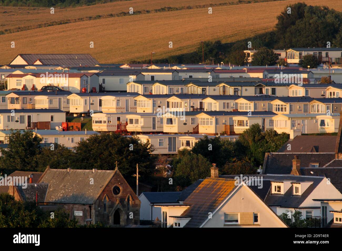 Maidens Caravan Park, Maidens, Ayrshire, Scotland, UK. Rows of static homes caravans on the west