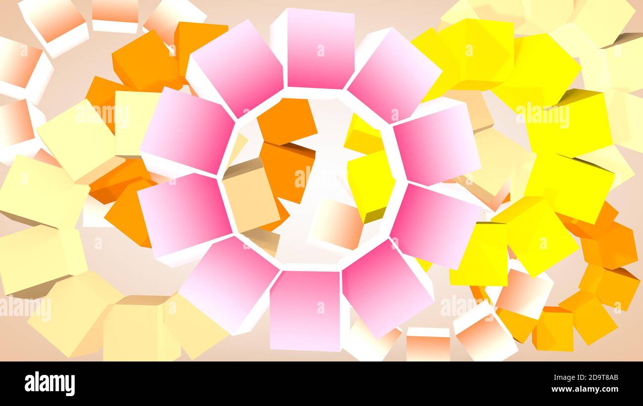 Abstract graphic background from rotating cubes, 3D rendering Stock ...