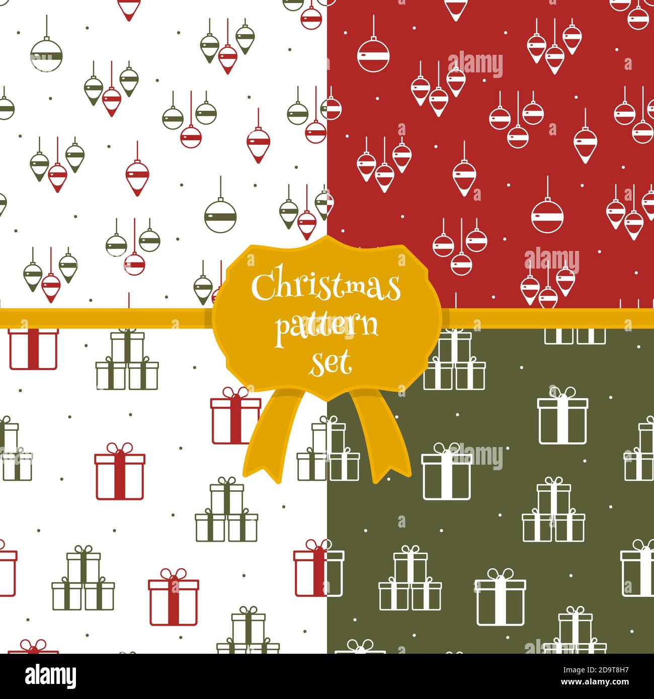 Set of christmas seamless patterns in cartoon style. Vector Christmas ...
