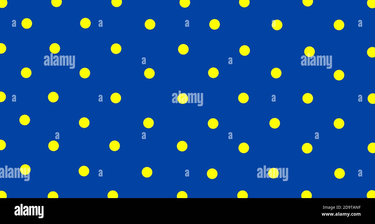 Seamless pattern of large yellow polka dots on a blue background for arts, crafts, fabrics, decorating, albums and scrap books. Stock Photo