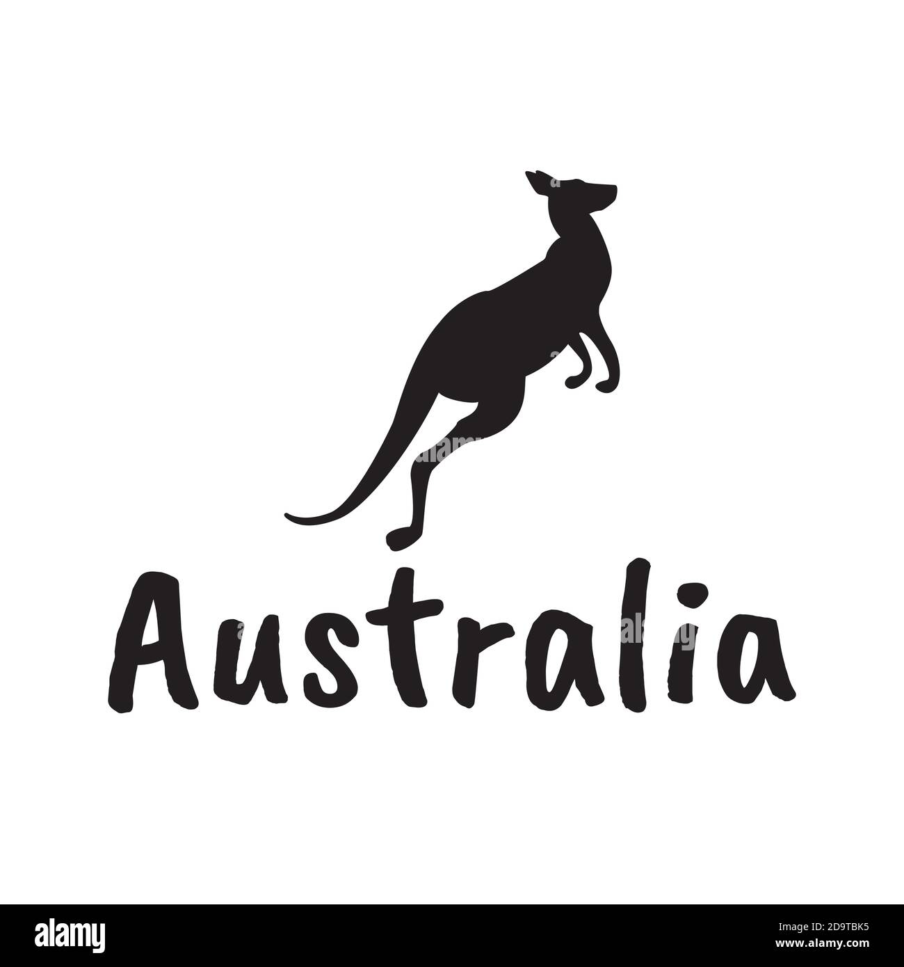 Black kangaroo silhouette isolated on white background. Vector Illustration Stock Vector