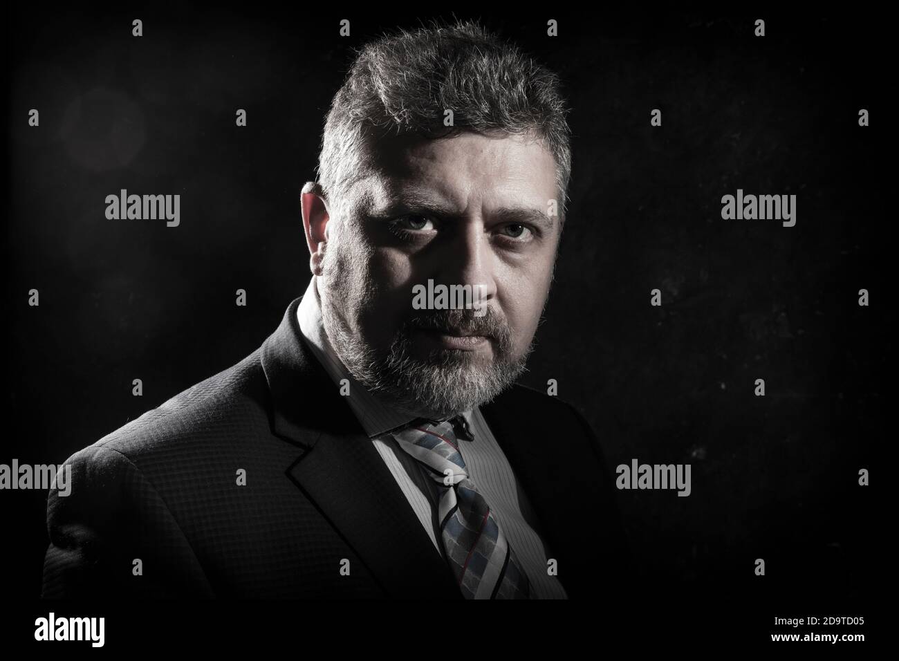Mature businessman in a suit studio portrait Stock Photo - Alamy