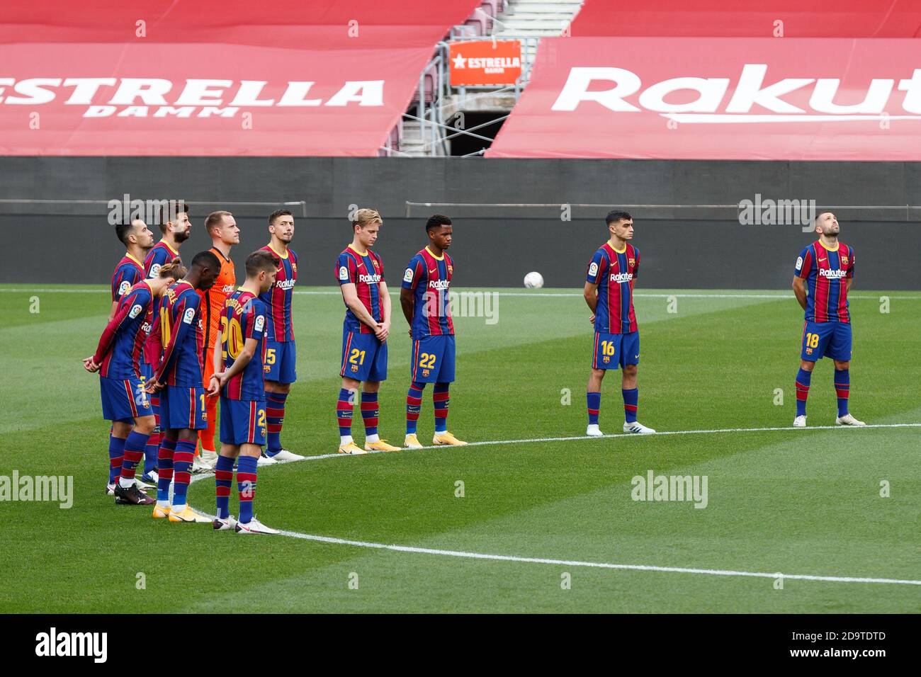 Barcelona, Spain. 07th Nov, 2020. Players of FC Barcelona during the Liga Santander match between FC Barcelona and Real Betis Balompie at Camp Nou in Barcelona, Spain. Credit: Dax Images/Alamy Live News Stock Photo