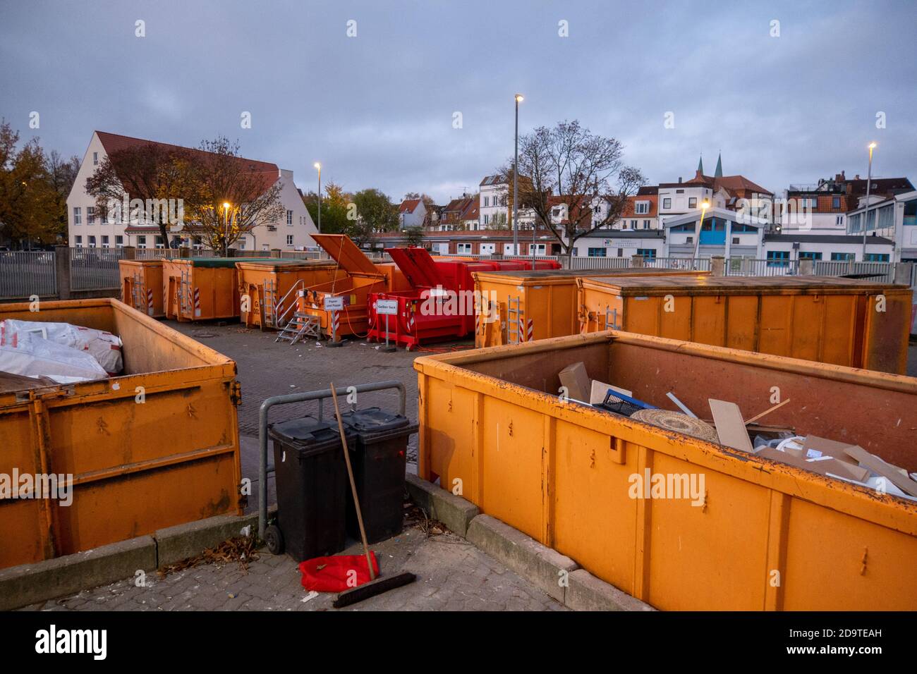 in a waste disposal company there are many waste containers for the