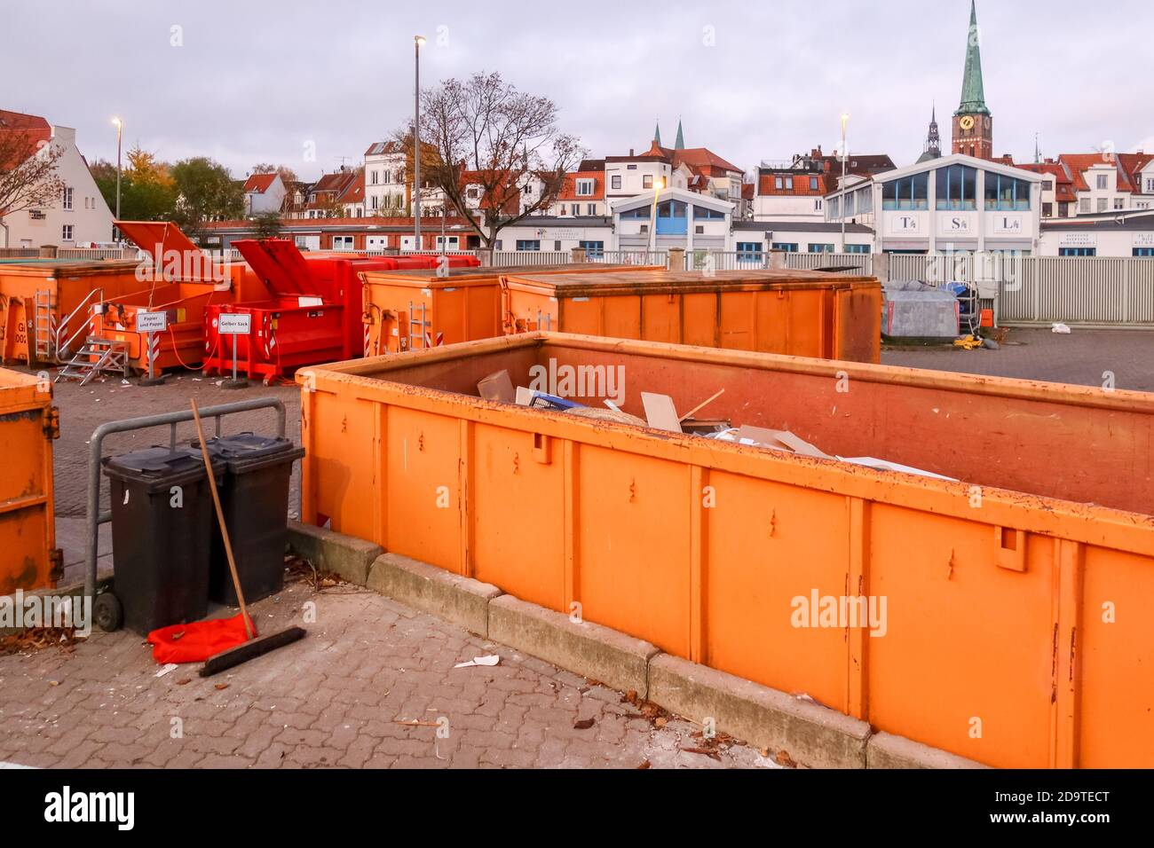 in a waste disposal company there are many waste containers for the