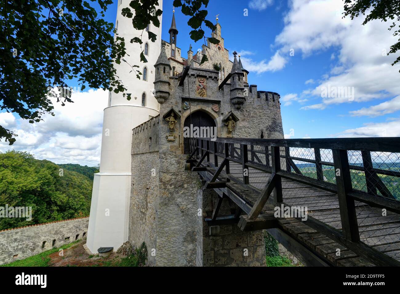 Lichtenstein Castle.  It's known as the 'fairy tale castle of Württemberg'.  Lichtenstein, Germany Stock Photo