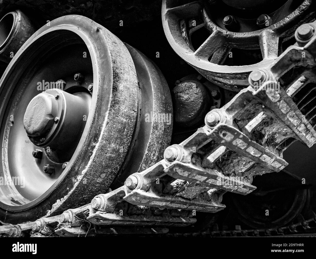British A34 Comet Tank, close-up of caterpillar tracks Stock Photo