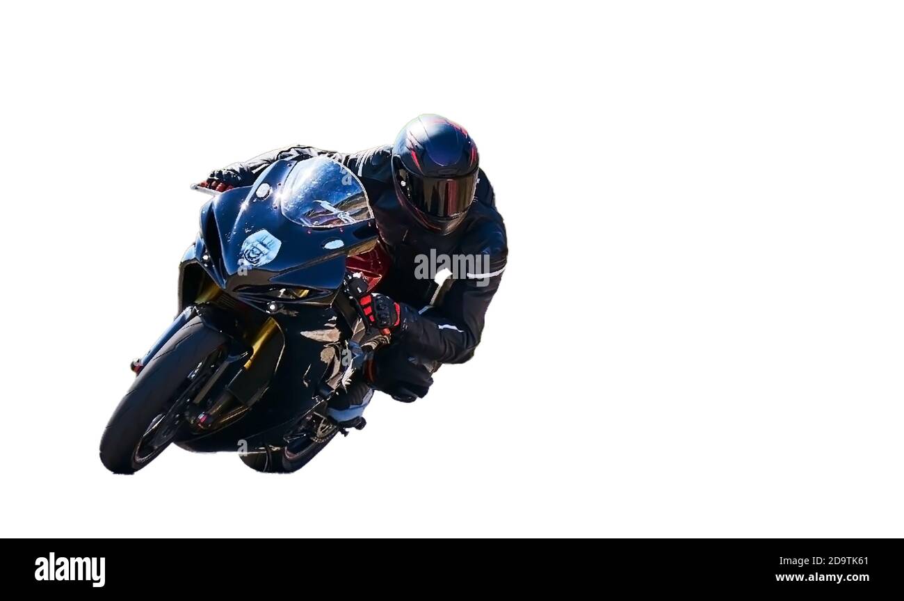 Motorcycle Practace Motorcycle practice leaning into a fast corner on track Stock Photo - Alamy