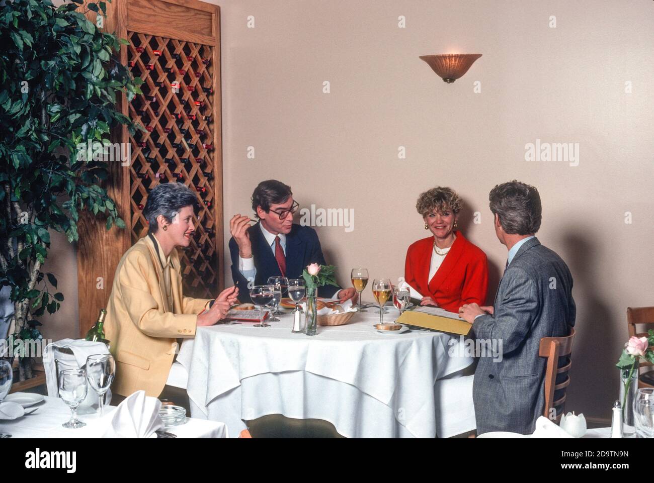 1992 Business lunch at an upscale restaurant, New York City, USA Stock Photo