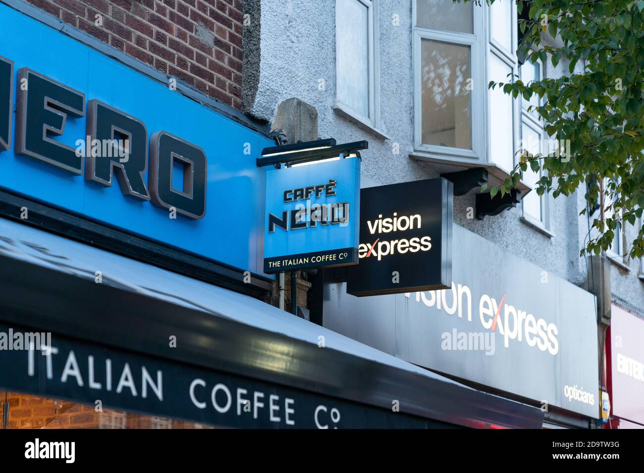 LONDON, ENGLAND - NOVEMBER 7, 2020:  A Caffè Nero coffee shop branch in Ruislip, London during the COVID-19 lockdown 2.0 pandemic - 029 Stock Photo
