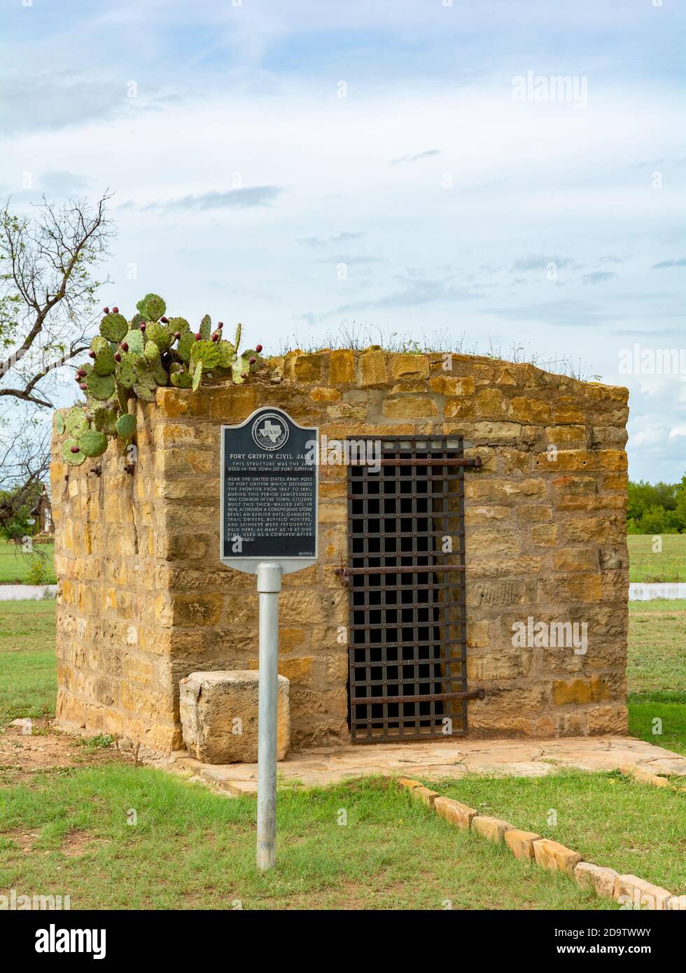 Texas Forts Trail, Shackelford County, Albany, Fort Griffin Flat, townsite, civil jail, built 1878 Stock Photo