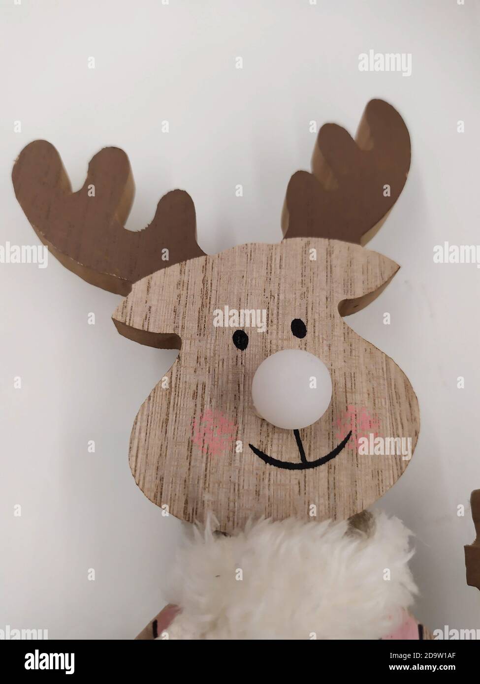 Festive decorations in the covid period of Christmas 2020, reindeer in wood Stock Photo
