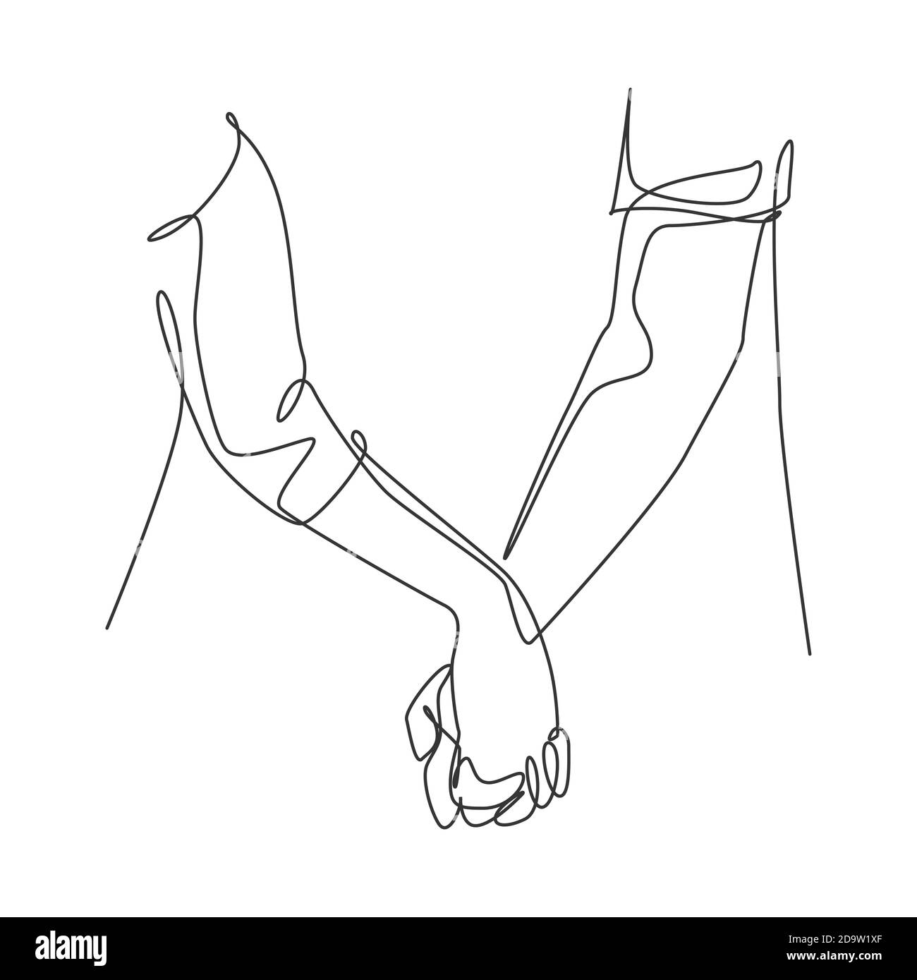 Holding hands line drawing. Couple romantic in love, minimalist hand drawn  one single sketch, contour art with heart symbols Stock Vector Image & Art  - Alamy