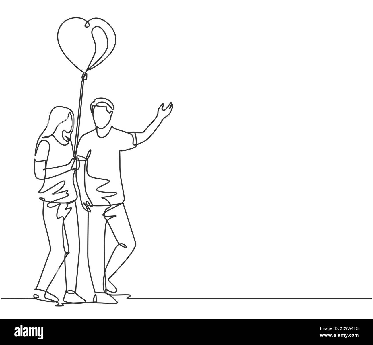 Continuous Line Drawing. Romantic Couple in Love. Man and Woman