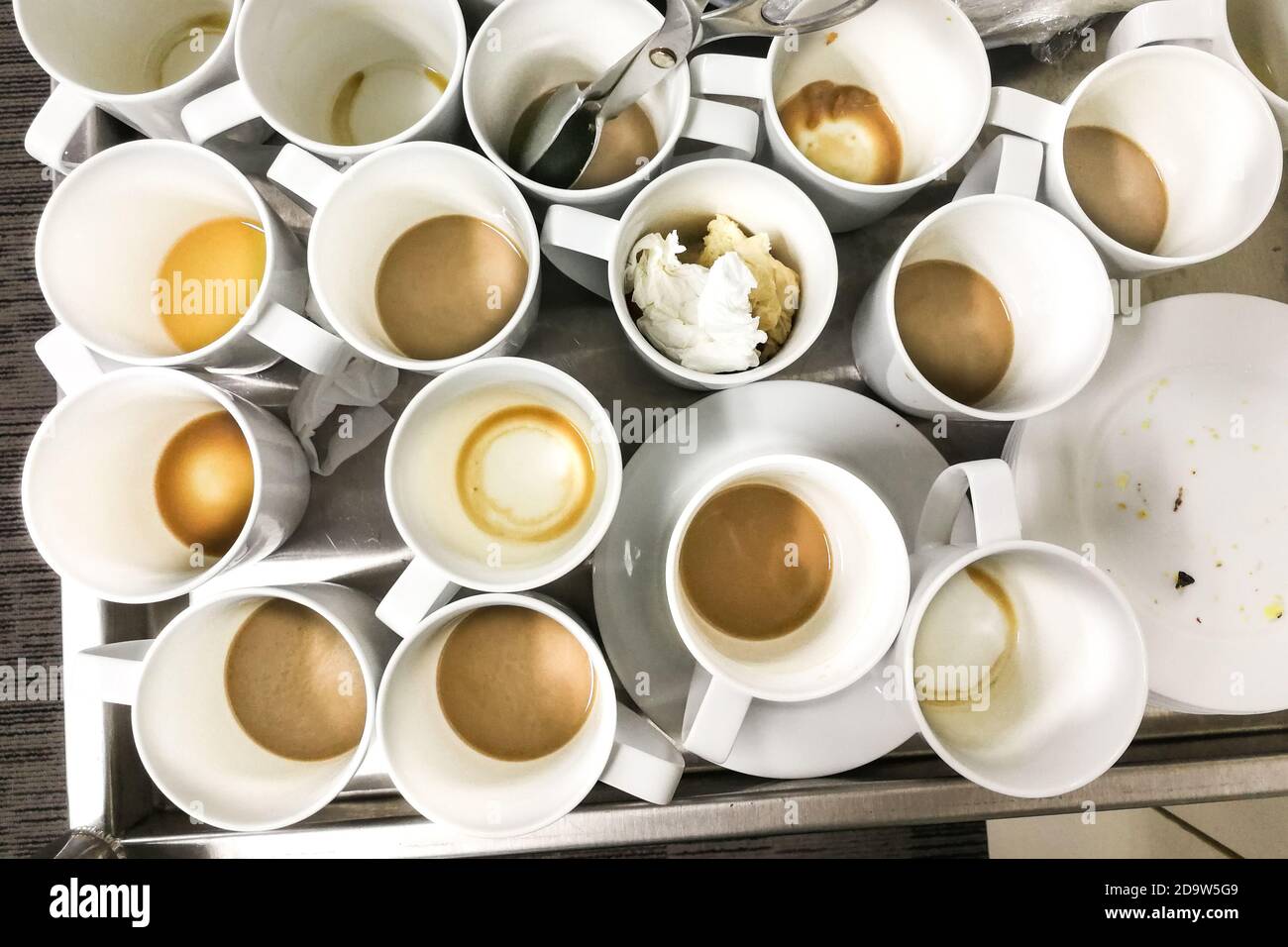 Pile of dirty used cups and plates for cleaning Stock Photo Alamy