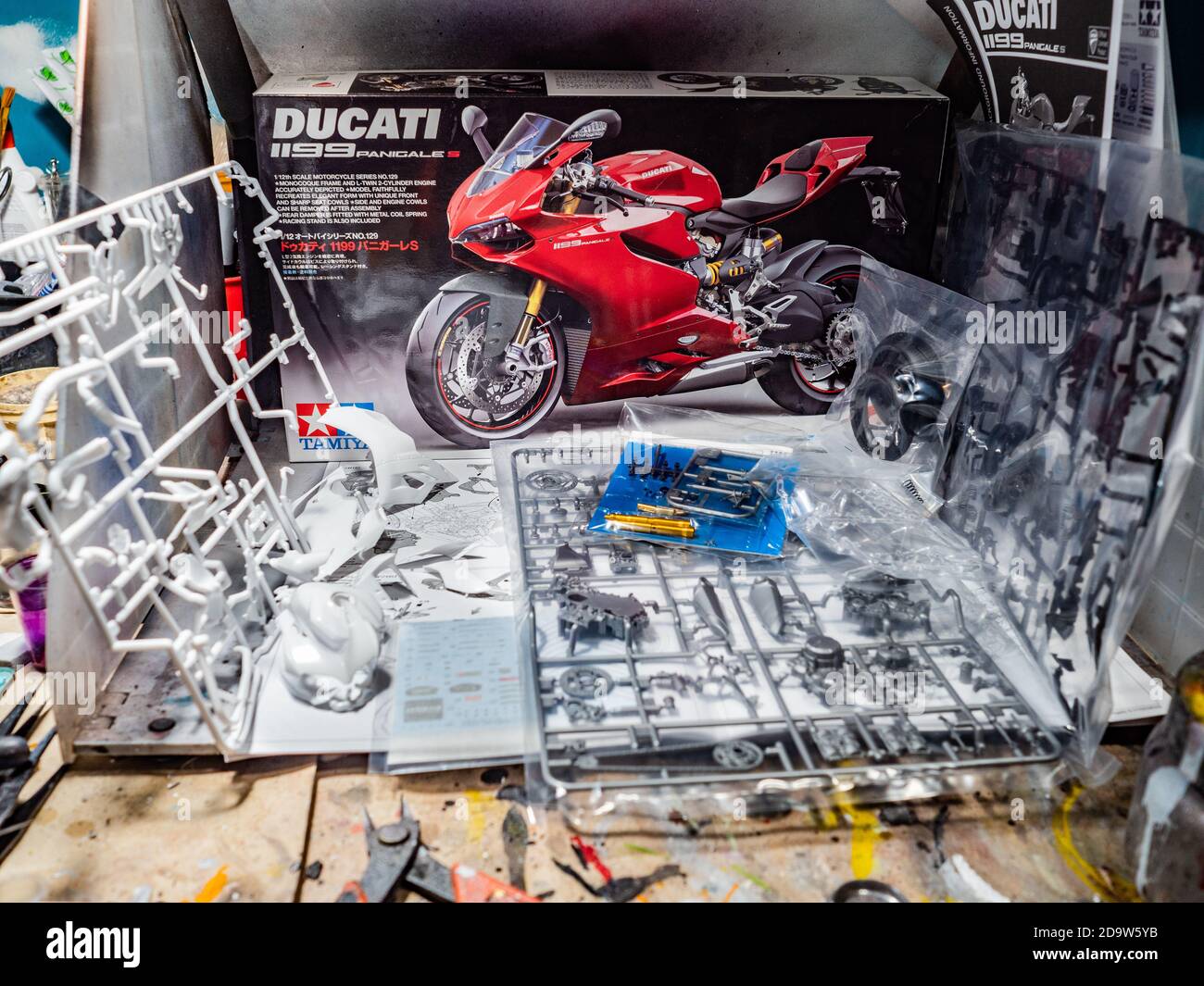 Tamiya Ducati 1199 Panigale S model scale kit Stock Photo