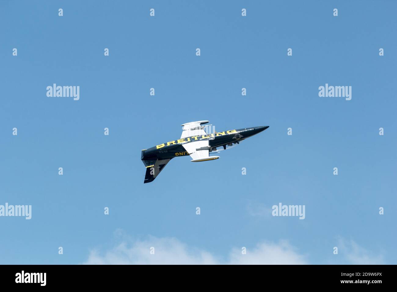 Bangkok, Thailand-March 23, 2013:The Acrobatic Breitling Jet Team performed at the event of Breitling Jet Team Under The Royal Sky at Royal Thai Air F Stock Photo
