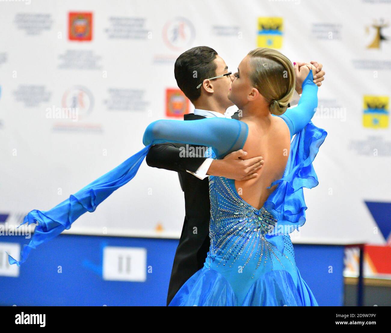 Orenburg, Russia - November 02-03, 2019: Girl and boy dancing on the open championships and cups of the city of Orenburg in dance sports Stock Photo