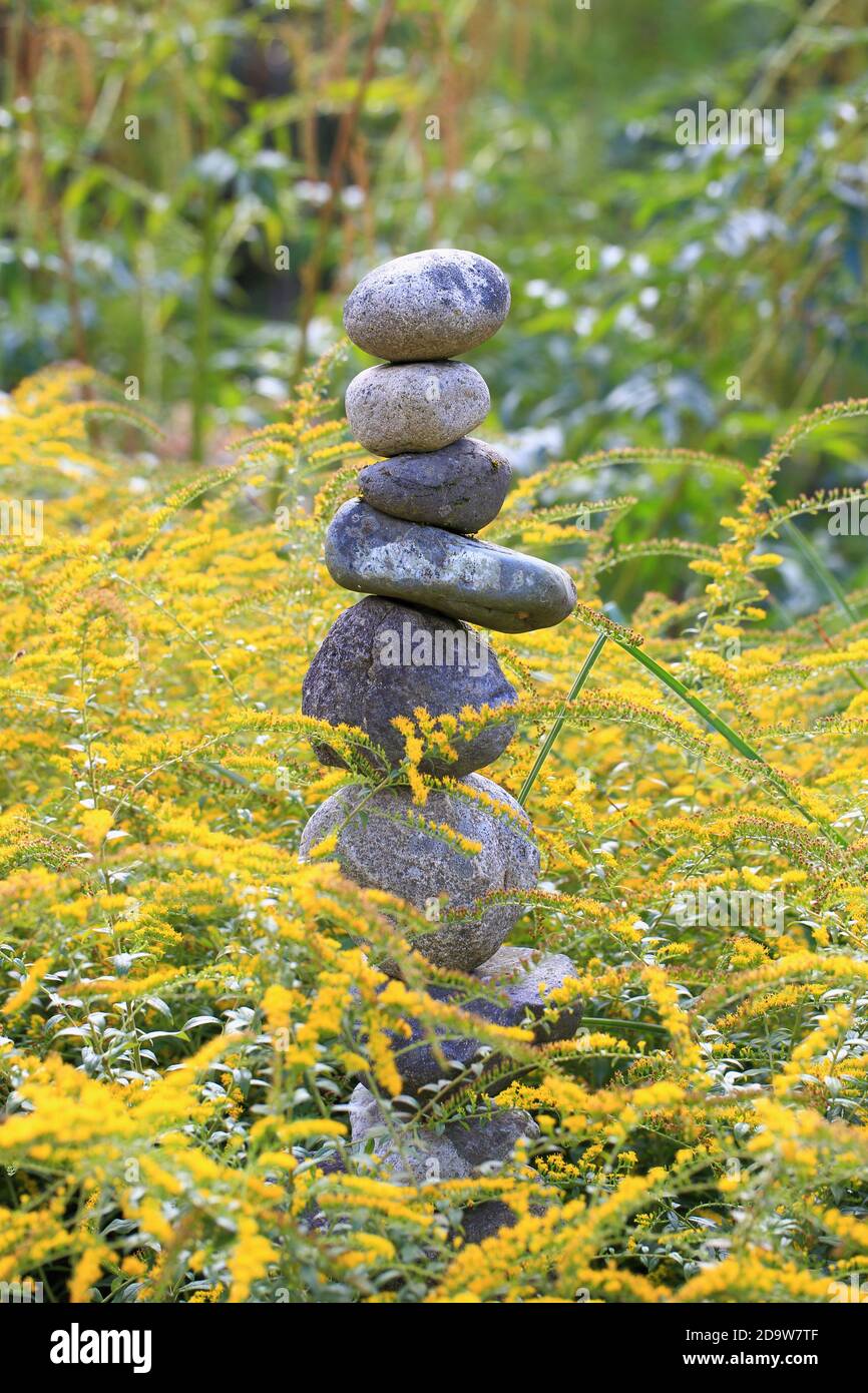 Stack of stones at the garden Stock Photo