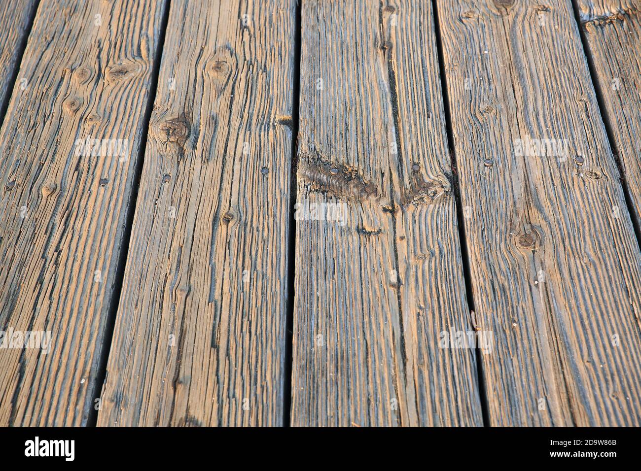 High angle view of wooden deck Stock Photo