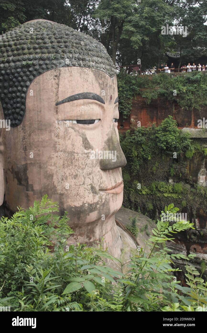 Giant Buddha Statue, Leshan, on the Yangtse River, west Sichuan, China July 2010 Stock Photo