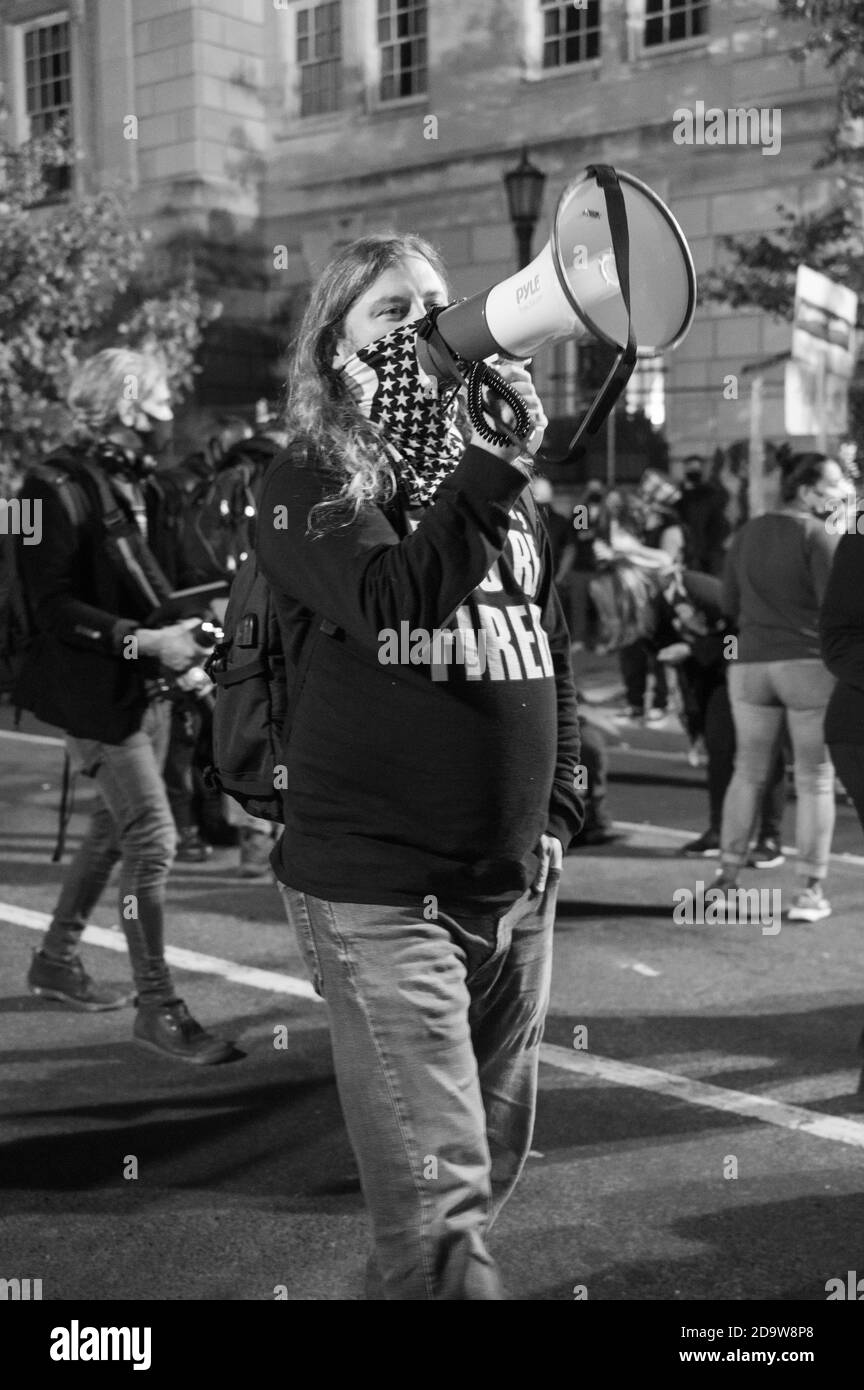 November 07, 2020, Washington, DC -- Celebrations continued in Washington, DC after the announcement that JoeBiden is the new President-Elect. Stock Photo