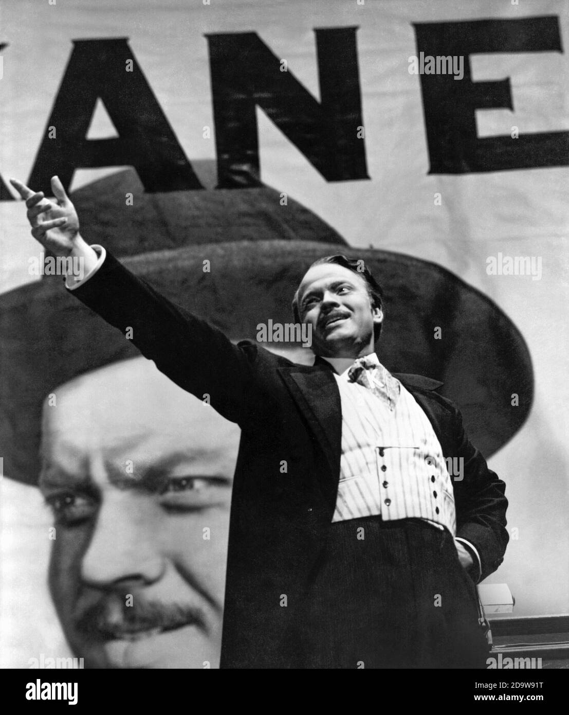 Orson Welles playing the part of Charles Foster Kane in the 1941 classic film, Citizen Kane. Stock Photo