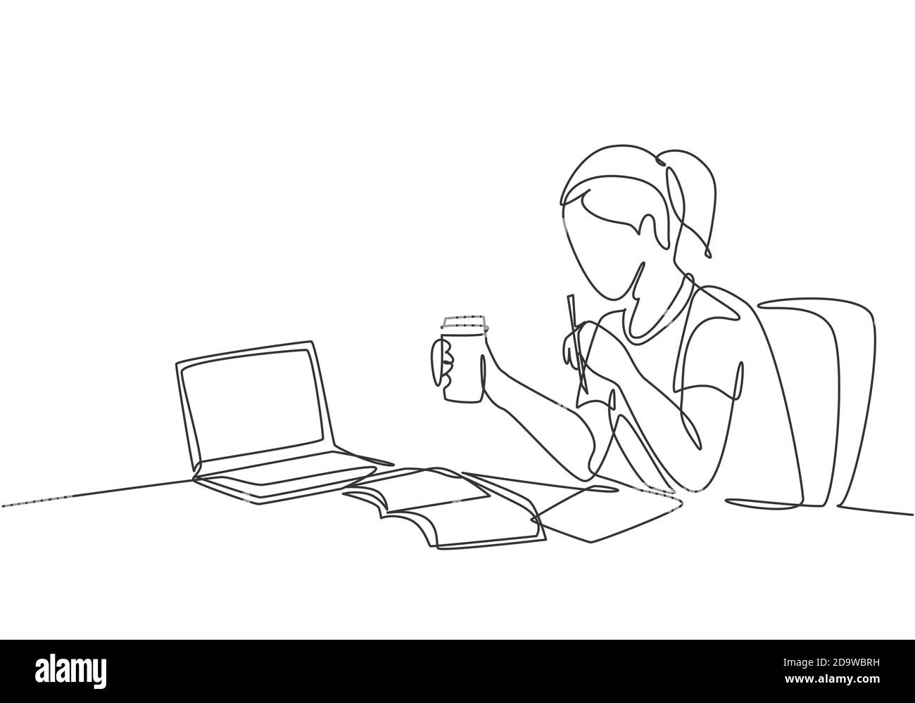 Business woman working in office sketch cartoon Vector Image