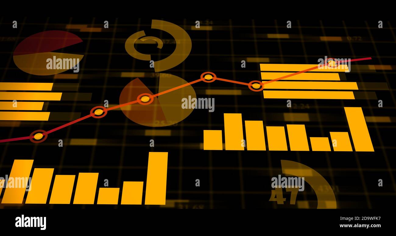 Financial business diagram. 4k bar graph and graph chart. 3d line graph ...