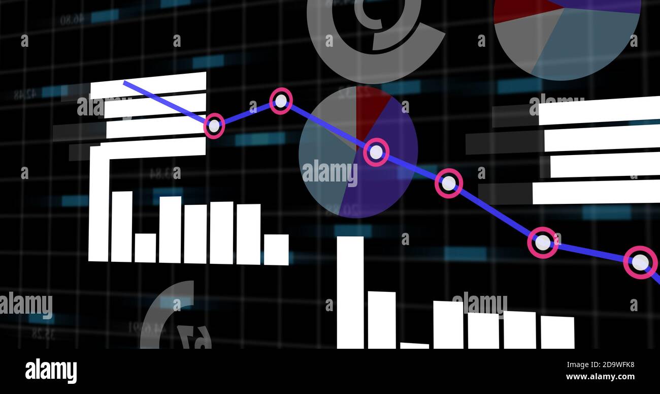 Financial business diagram. 4k bar graph and graph chart. 3d line graph ...