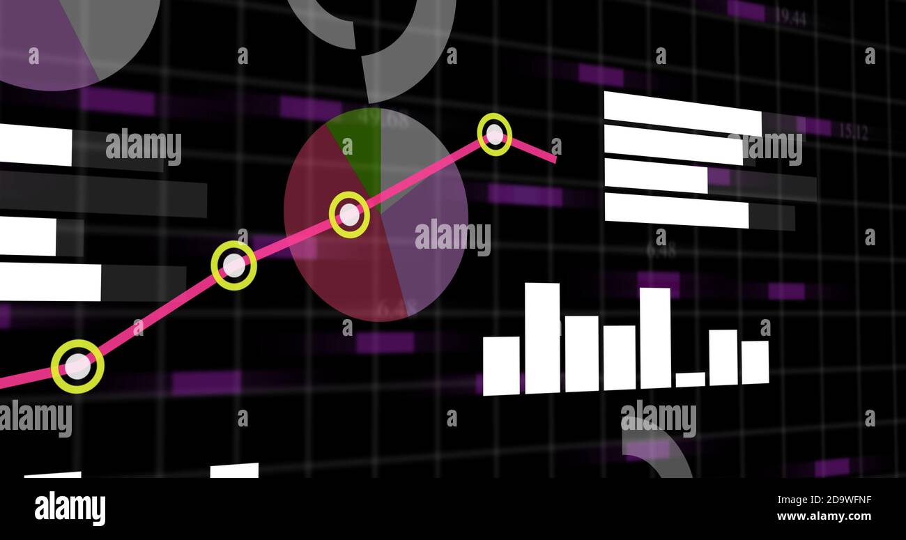 Financial business diagram. 4k bar graph and graph chart. 3d line graph ...