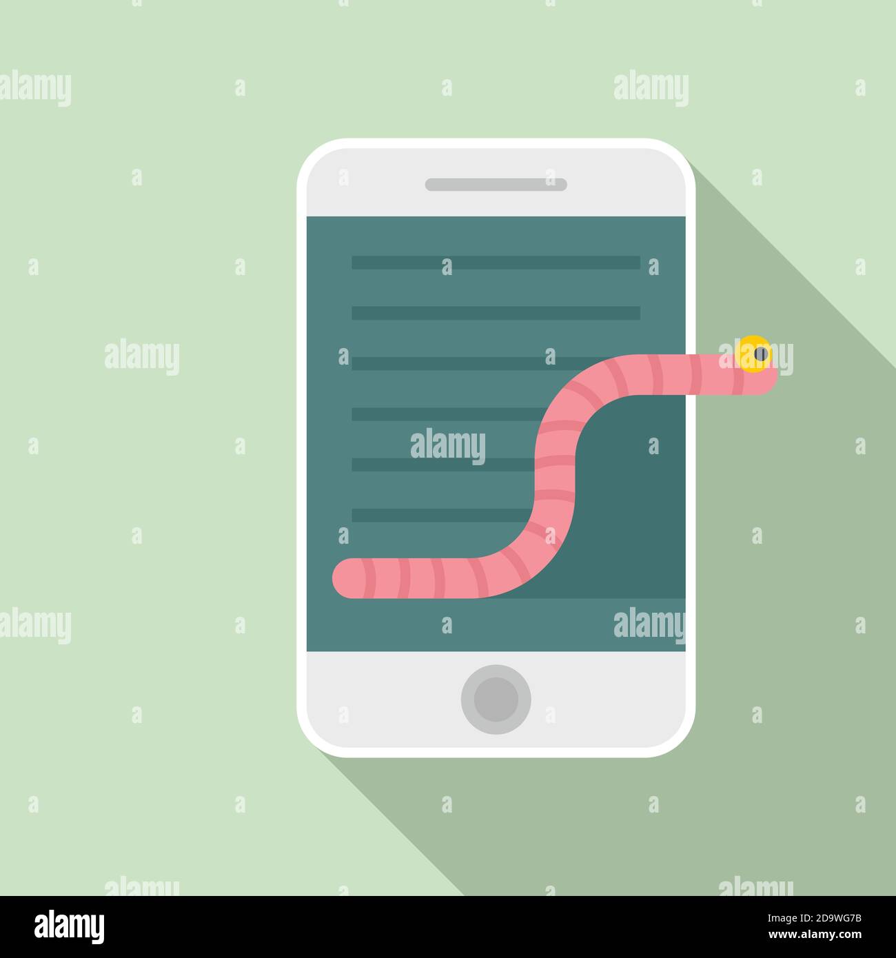 Smartphone fraud worm icon, flat style Stock Vector