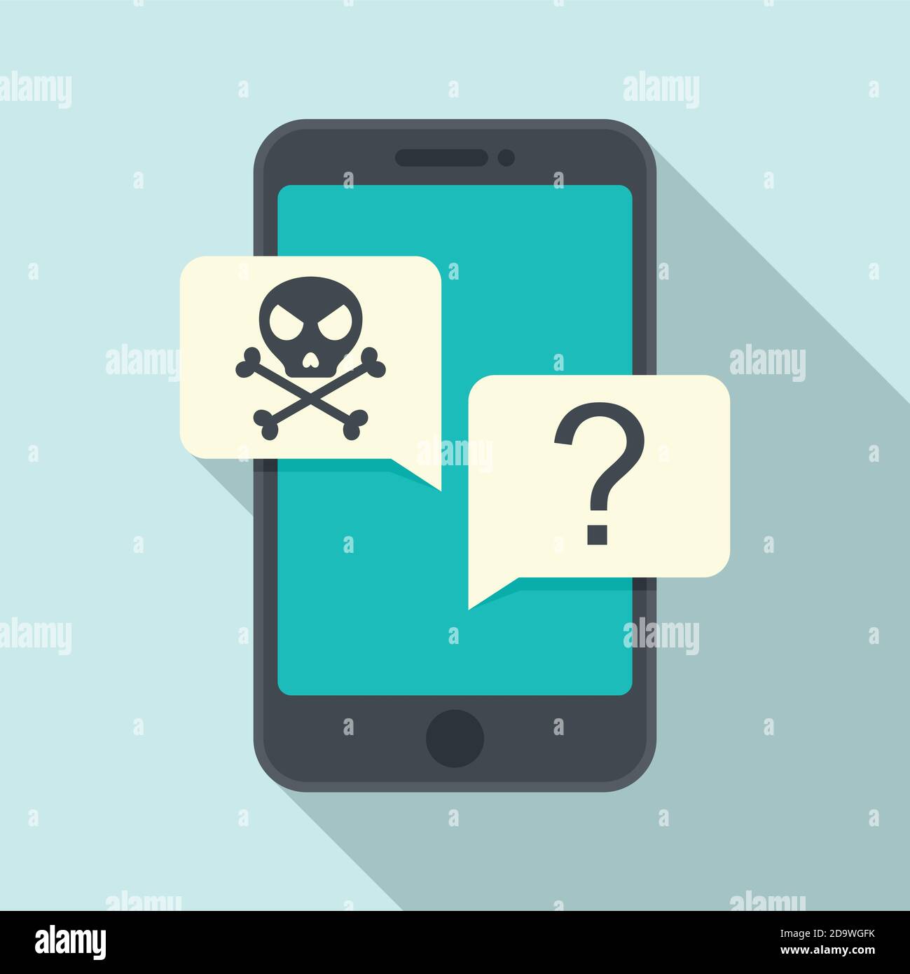 Hacked smartphone icon, flat style Stock Vector