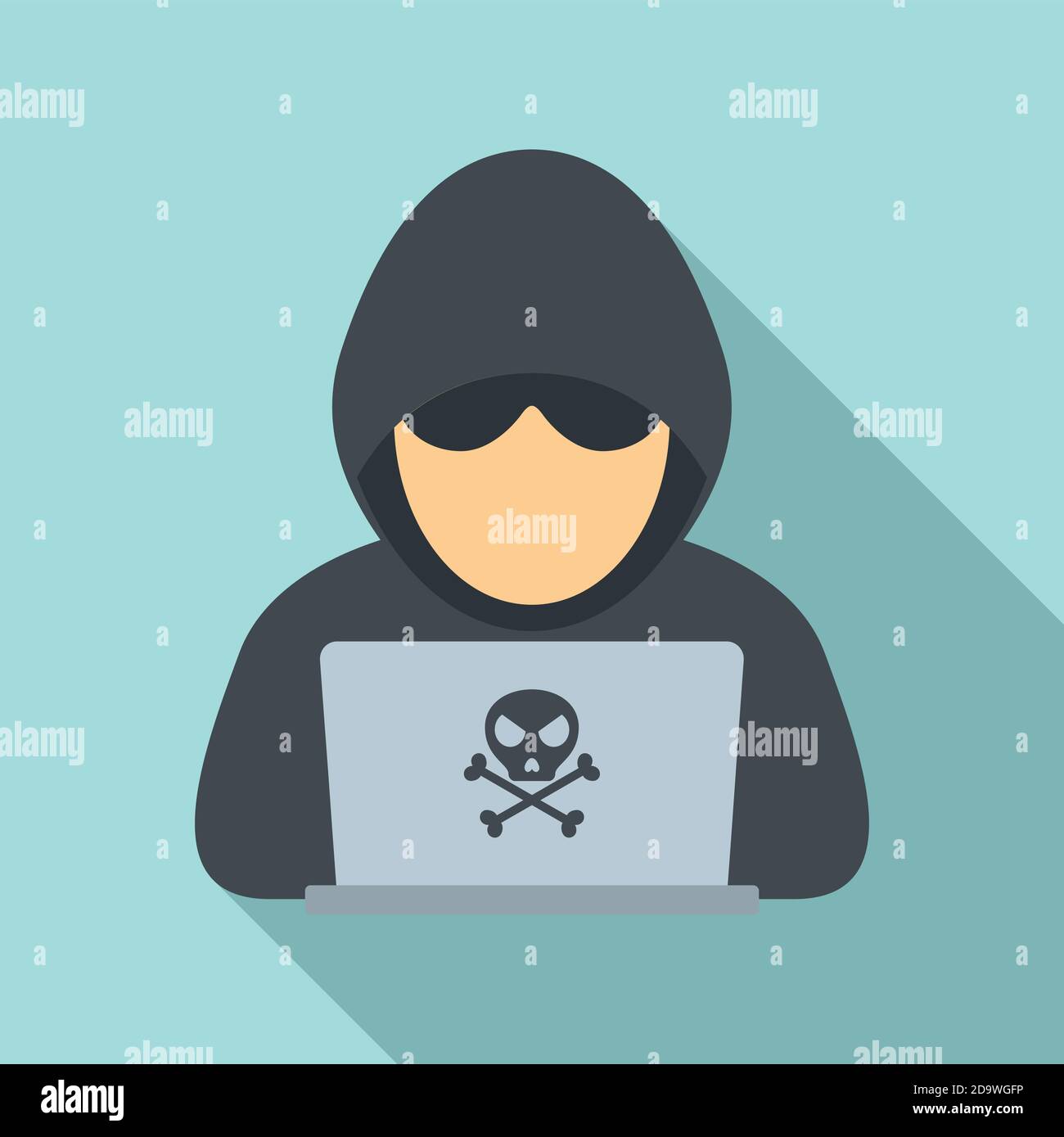 Modern hacker icon, flat style Stock Vector