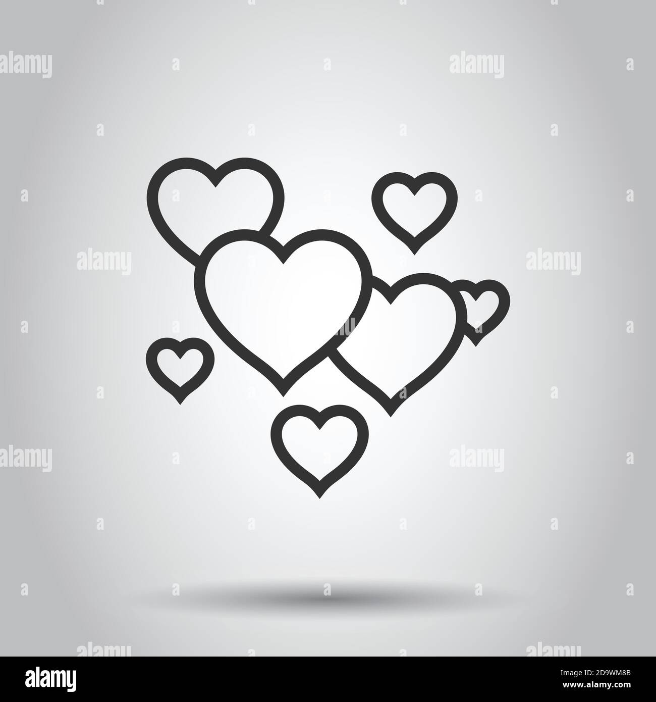 Heart icon in flat style. Love vector illustration on white isolated ...