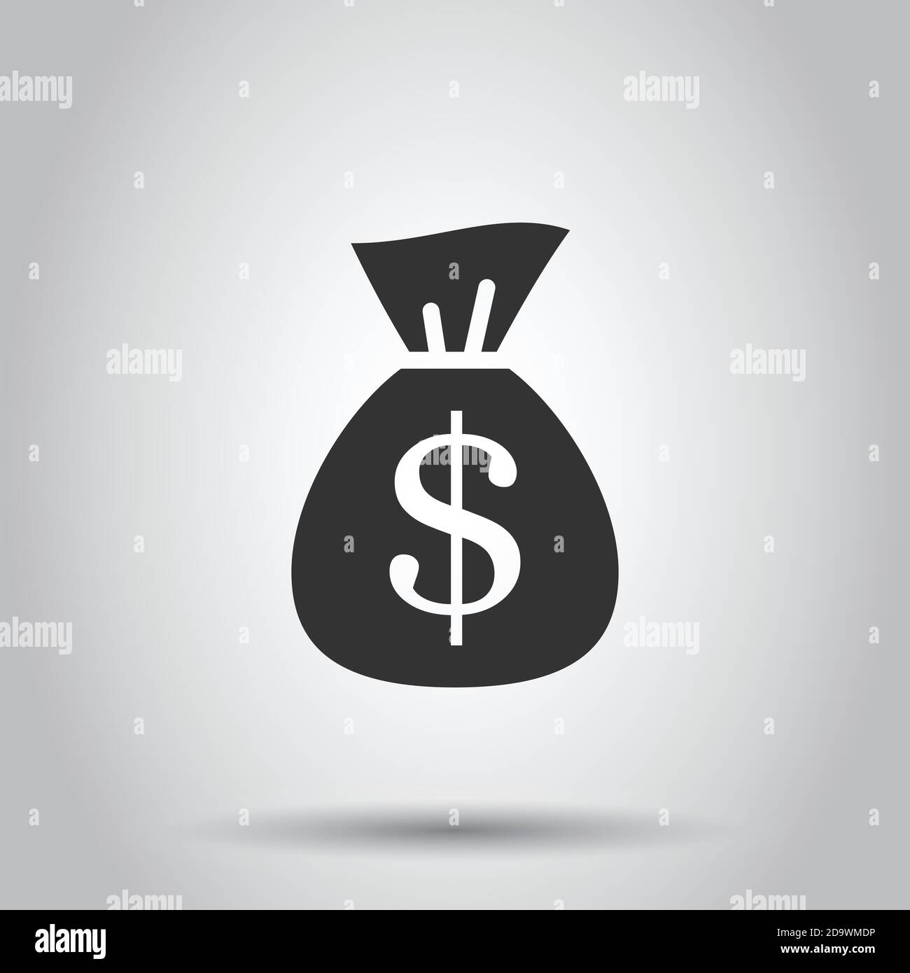 Money bag icon in flat style. Moneybag with dollar vector illustration ...