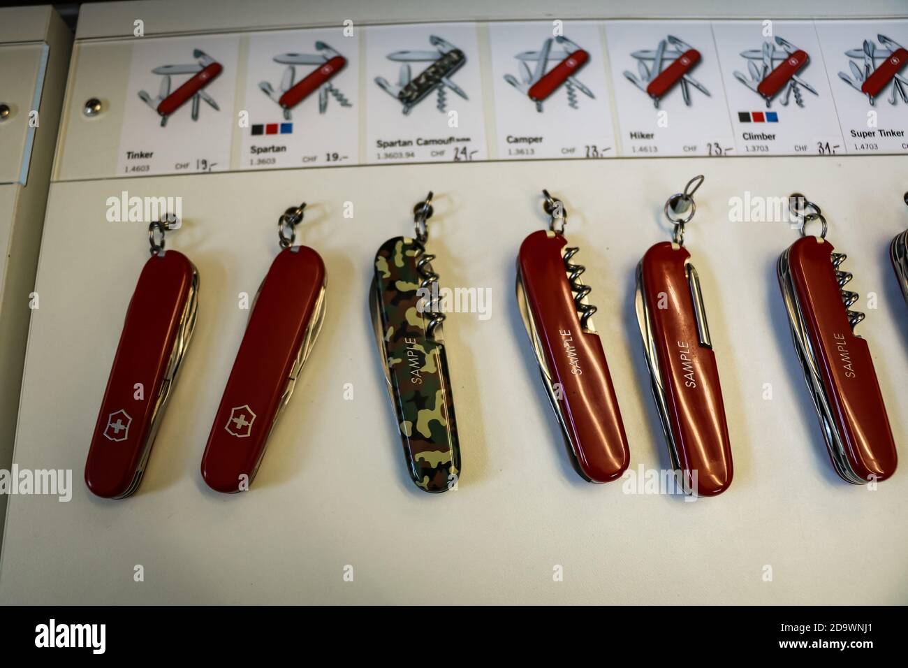 The Victorinox Swiss Army Knife on display at a local shop Stock