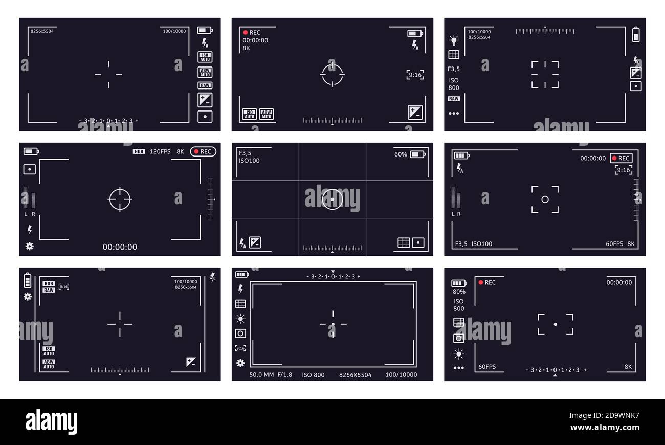 Camcorder viewfinder interface. Camera viewfinder, digital display