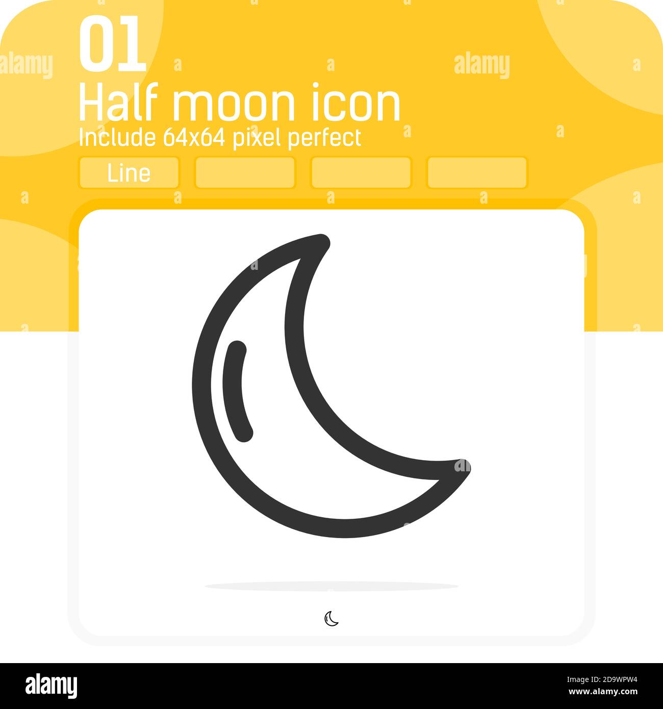 Half moon premium icon with outline style style isolated on white background. line vector illustration sign symbol icon concept for web design, ui, ux Stock Vector