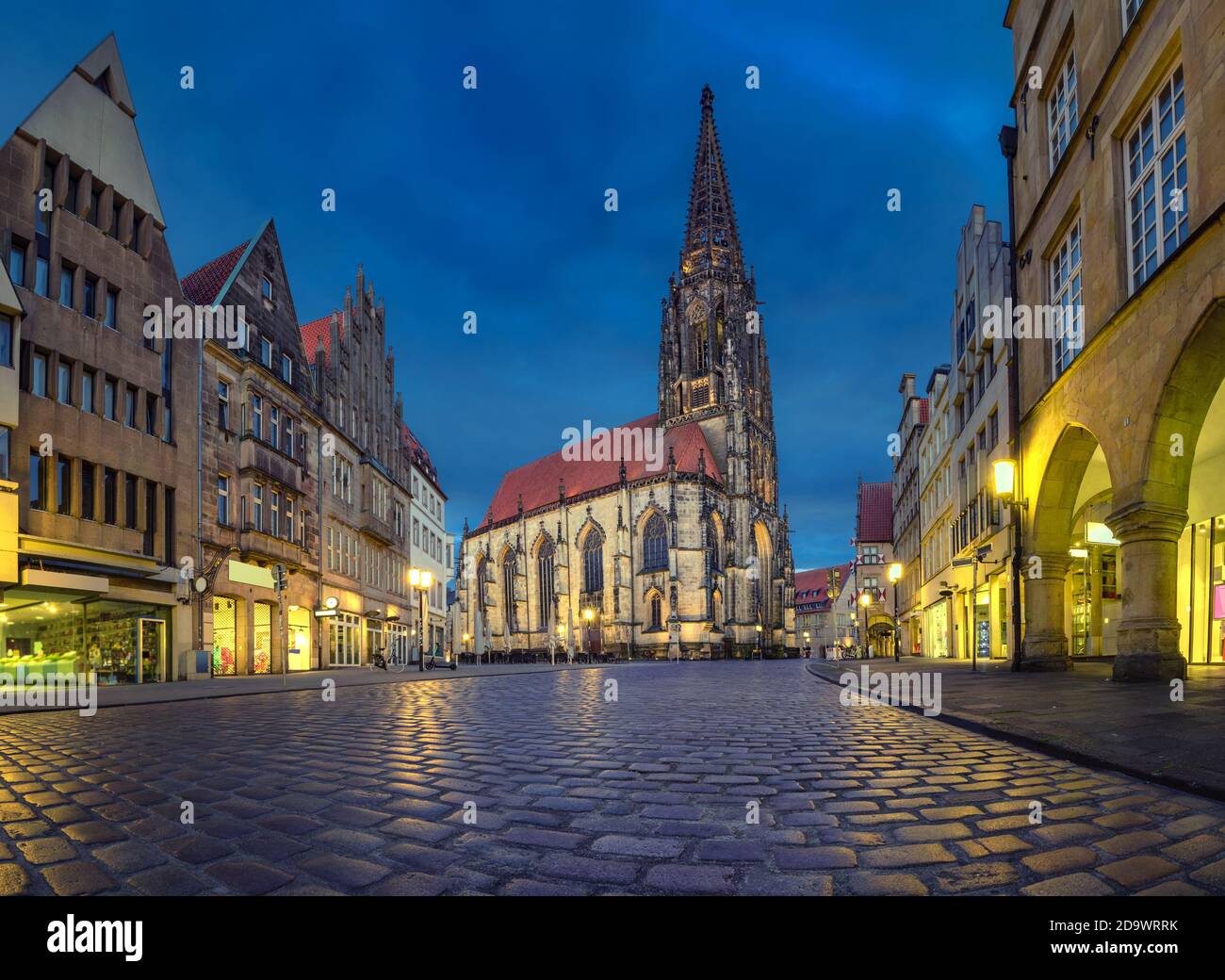 Munster, Germany. View of St Lambert's Church at dusk (HDR image) Stock Photo