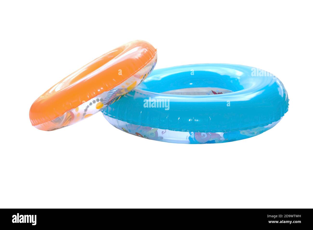 Group of colorful swim rings isolated on white background Stock Photo