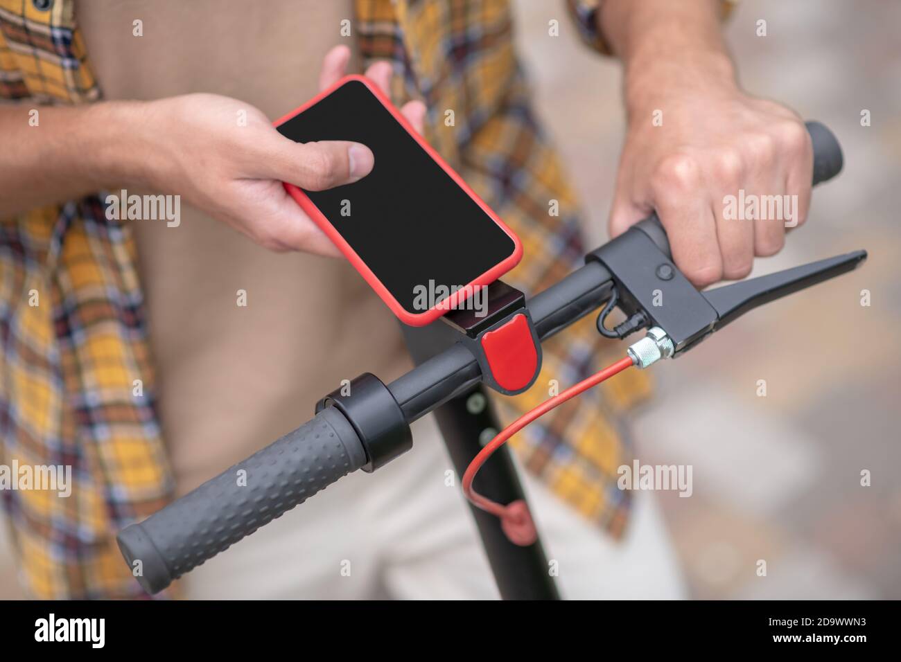 Connected. Man holding a telephone in his hand and connecting with