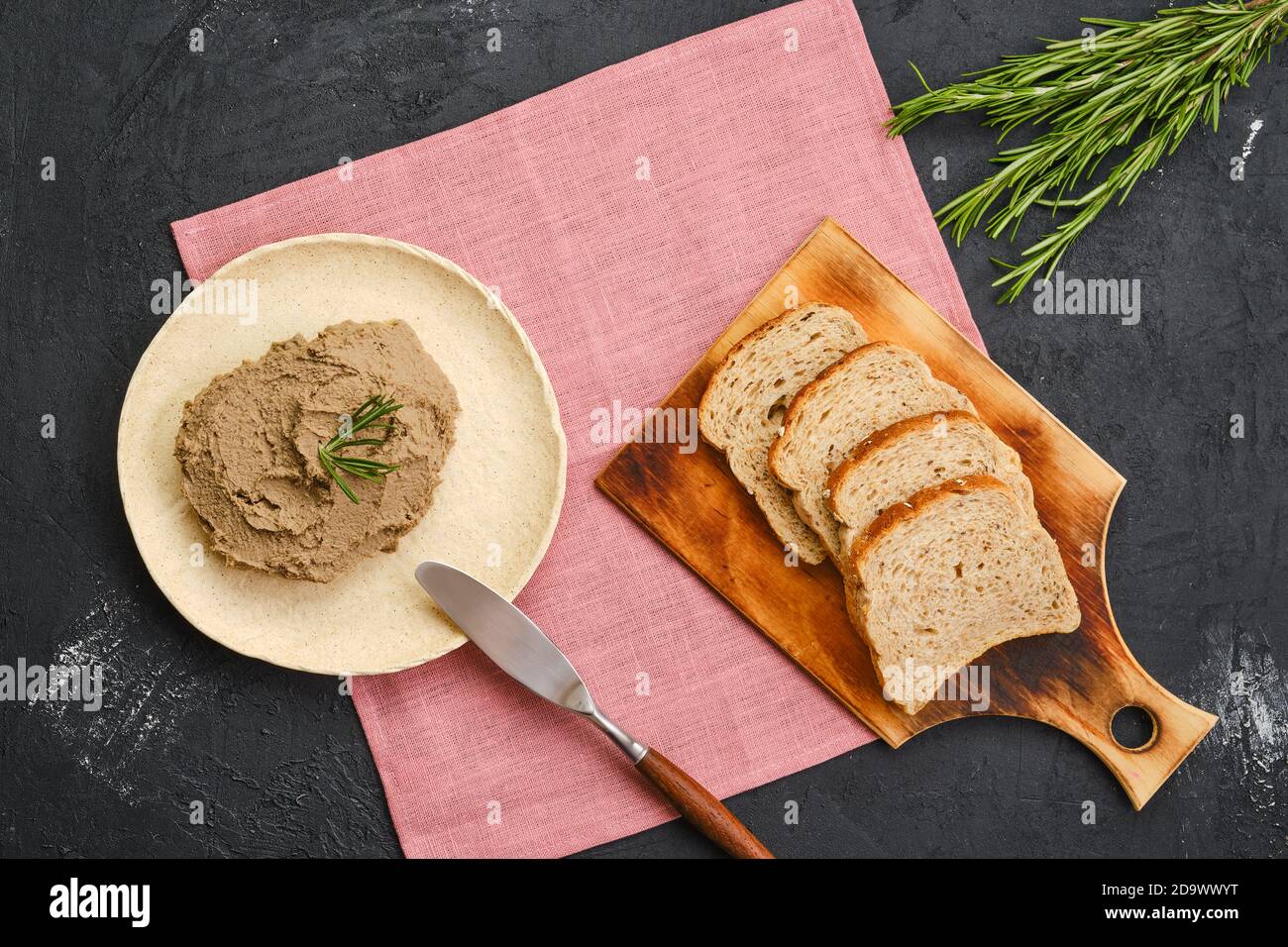 Top view of plate with liver pate Stock Photo Alamy