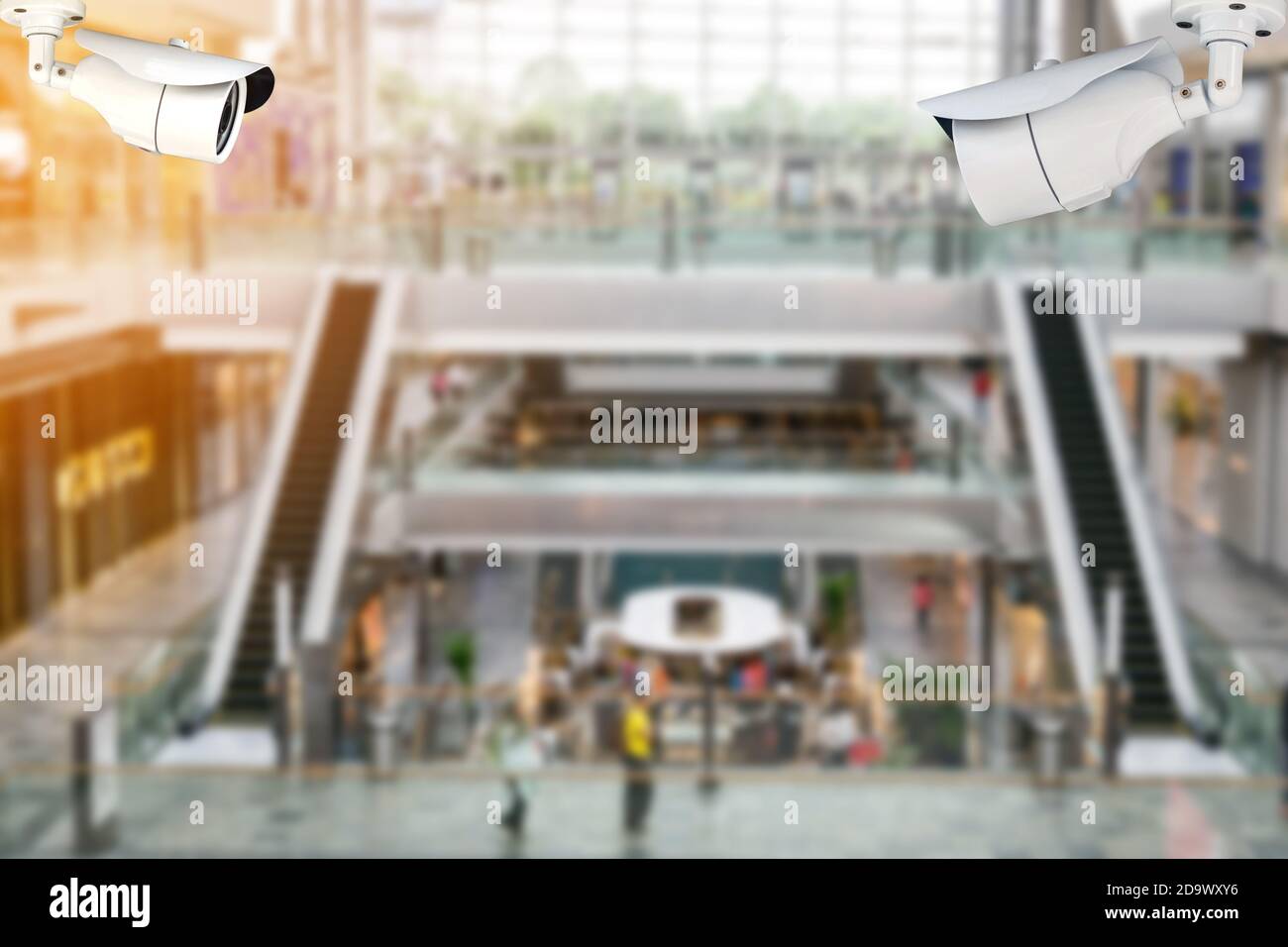 CCTV or surveillance camera recording inside the shopping mall to the