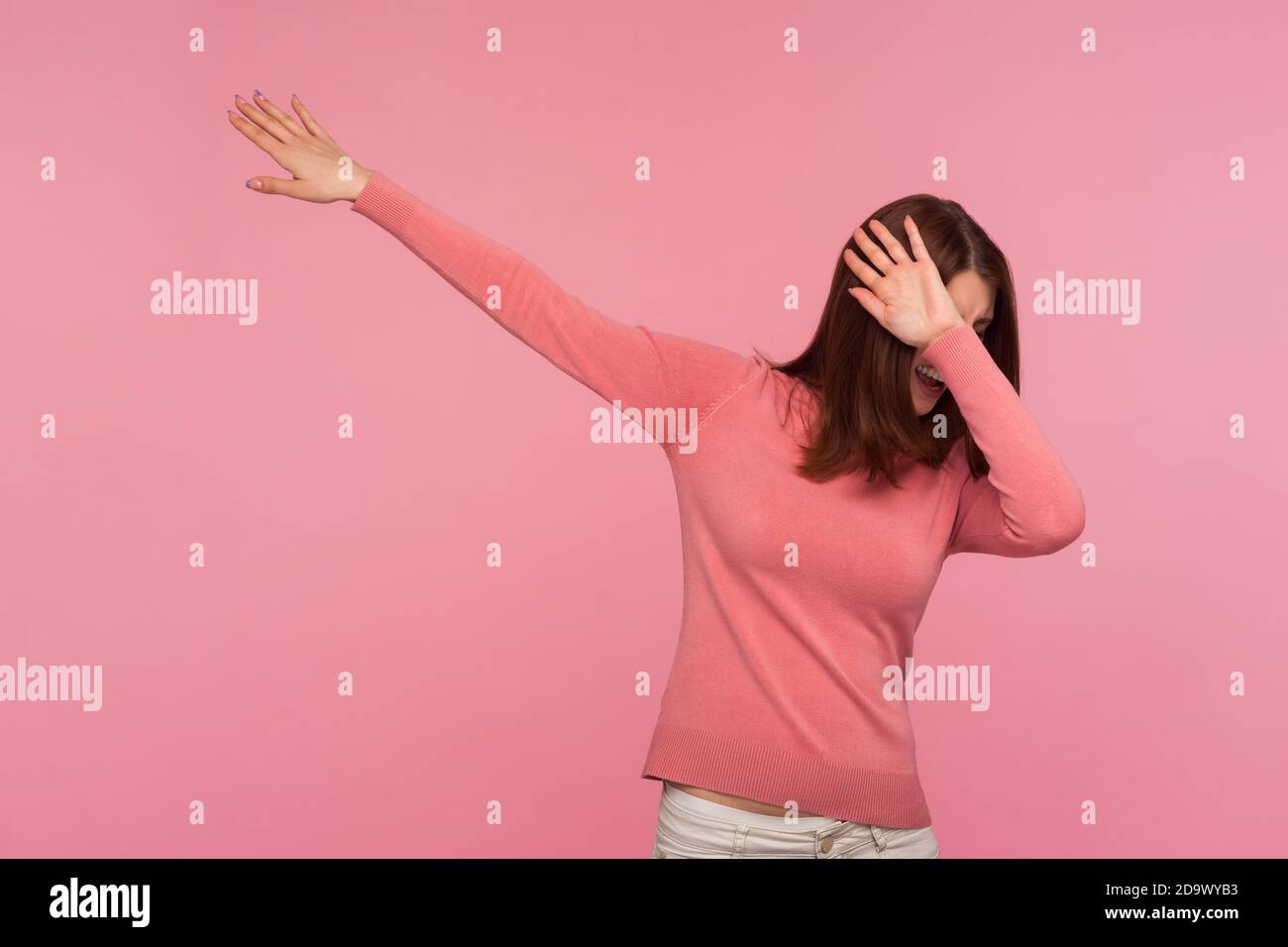 Dabbing Inpattern Making Dab gesture dance move woman hi-res stock photography and images - Alamy