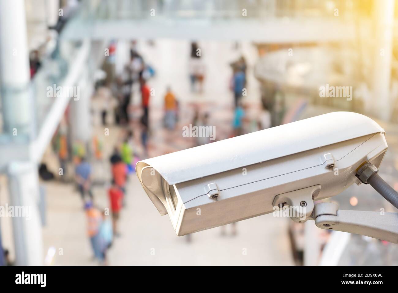 CCTV or surveillance camera recording inside the airport terminal to the various internal security. Stock Photo