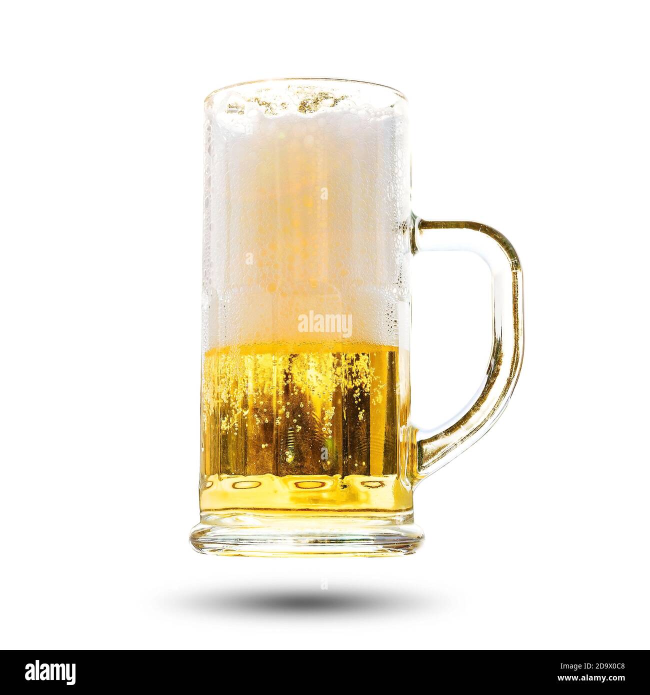 Beer in a glass with a handle isolated on white background. Stock Photo