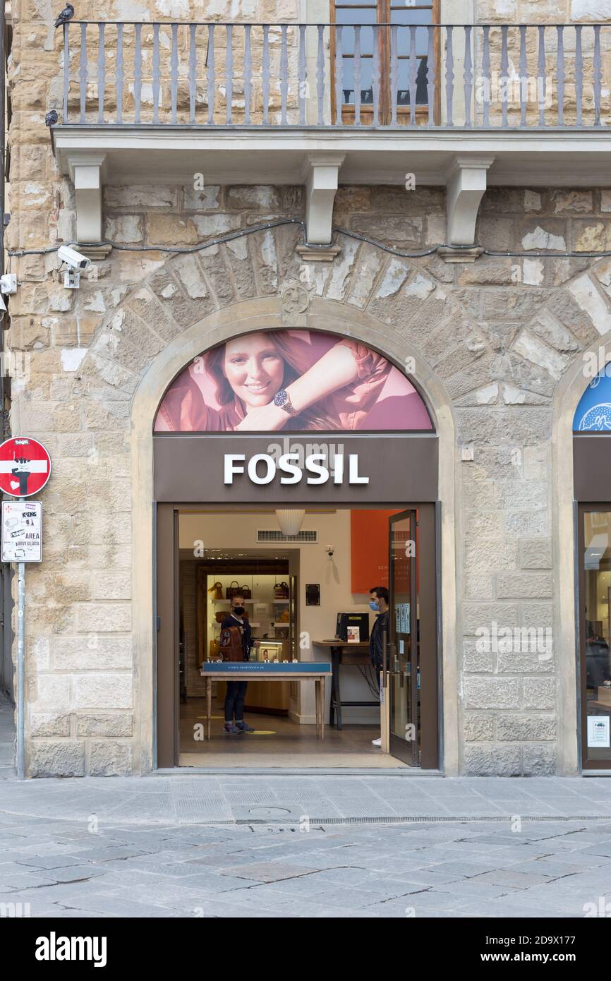Fossil shop front, Florence, Italy Stock Photo