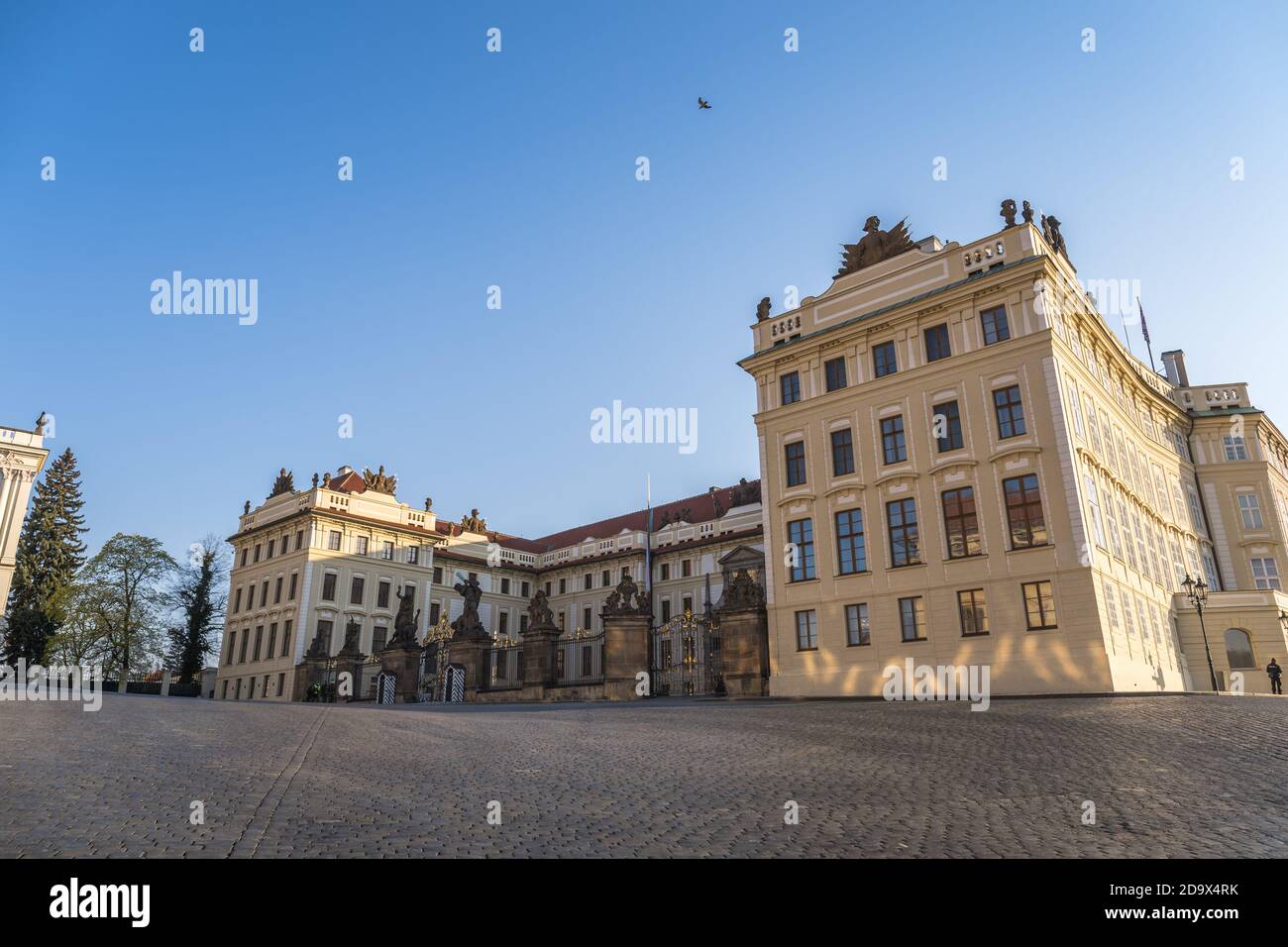 Prague castle Located in the Hradcany district is the official residence and office of the President of the Czech Republic, Hradcanske square Stock Photo
