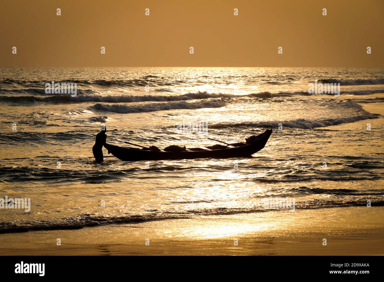 The return of the fisherman I, Assinie, Ivory Coast Stock Photo